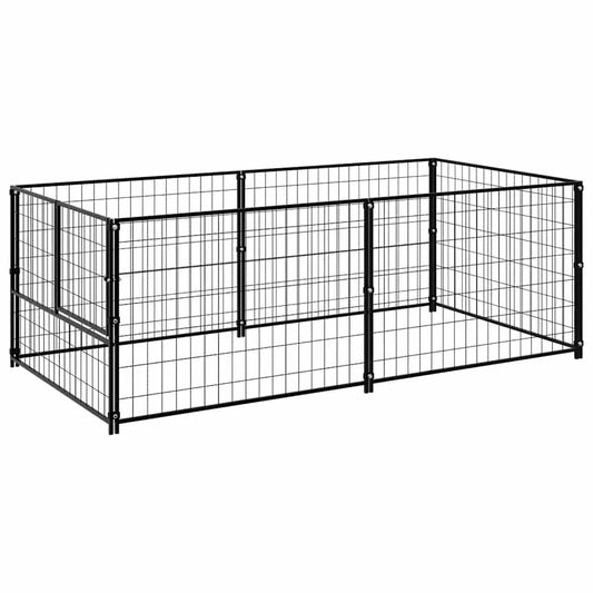 vidaXL Σπιτάκι Σκύλου Μαύρο 200 x 100 x 70 εκ. Ατσάλινο