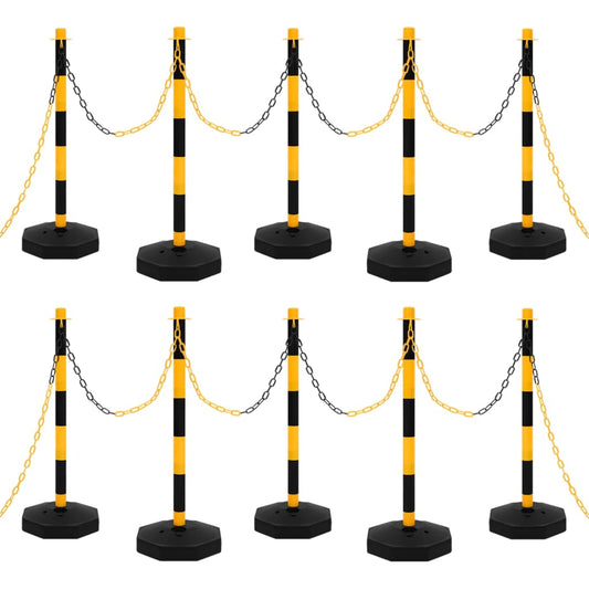 vidaXL Σετ Κολόνες Σήμανσης με Πλαστική Αλυσίδα 10 Μέτρων