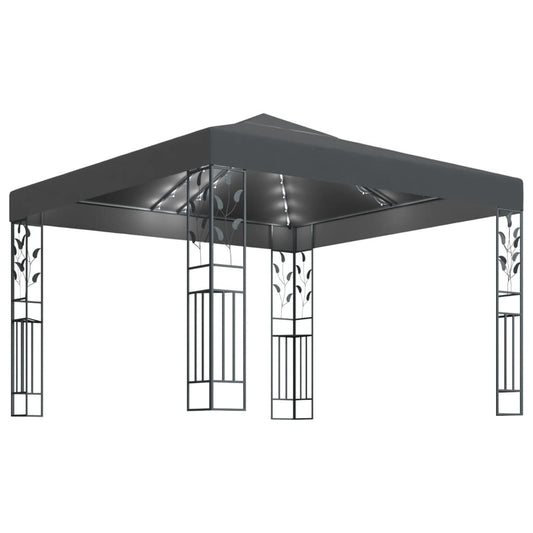 vidaXL Κιόσκι με Φωτάκια LED Ανθρακί 3 x 3 μ.