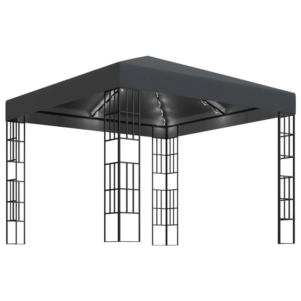 vidaXL Κιόσκι με Φωτάκια LED Ανθρακί 3 x 3 μ.