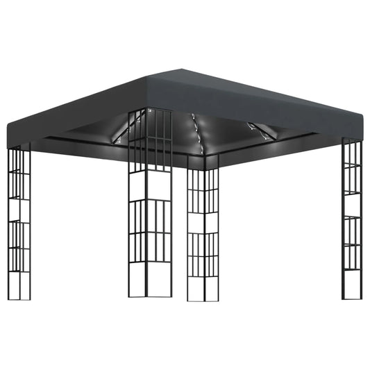 vidaXL Κιόσκι με Φωτάκια LED Ανθρακί 3 x 3 μ.