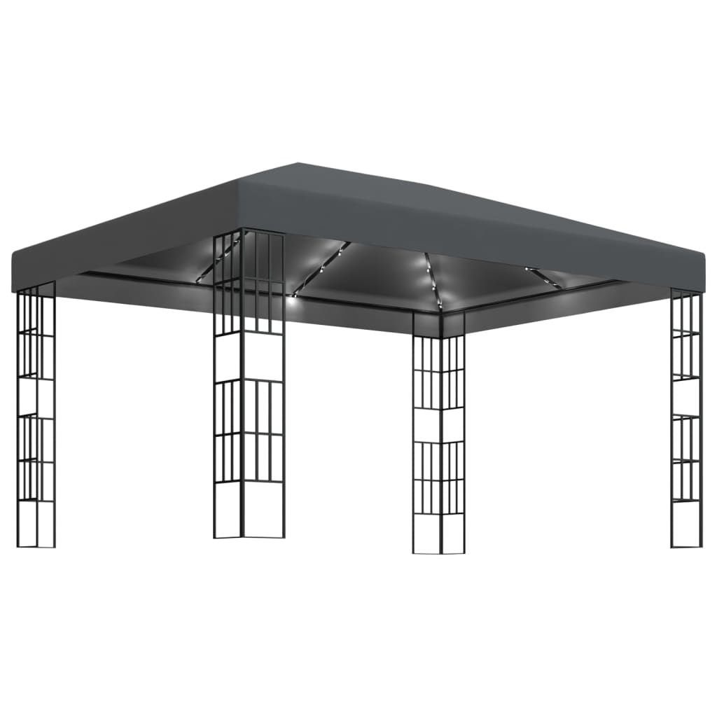 vidaXL Κιόσκι με Φωτάκια LED Ανθρακί 3 x 4 μ.