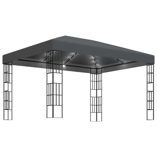 vidaXL Κιόσκι με Φωτάκια LED Ανθρακί 3 x 4 μ.
