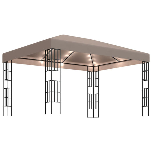 vidaXL Κιόσκι με Φωτάκια LED Taupe 4 x 3 μ.