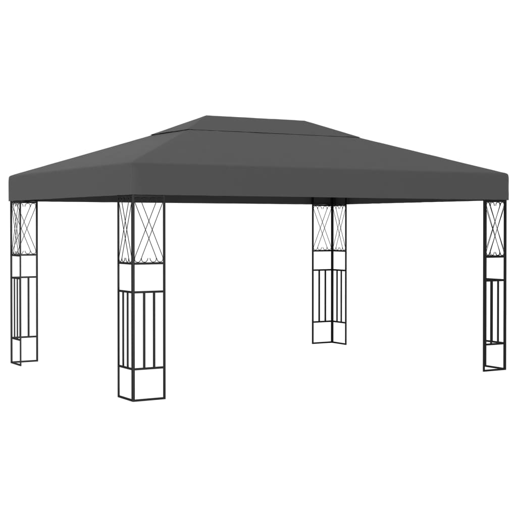 vidaXL Κιόσκι με Φωτάκια LED Ανθρακί 3 x 4 μ. Υφασμάτινο