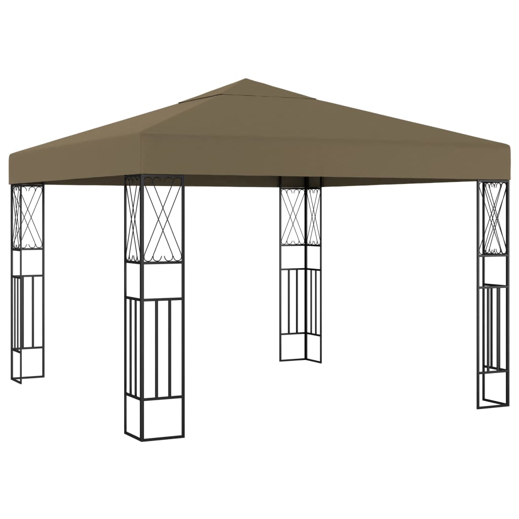 vidaXL Κιόσκι με Φωτάκια LED Taupe 3 x 3 μ. Υφασμάτινο