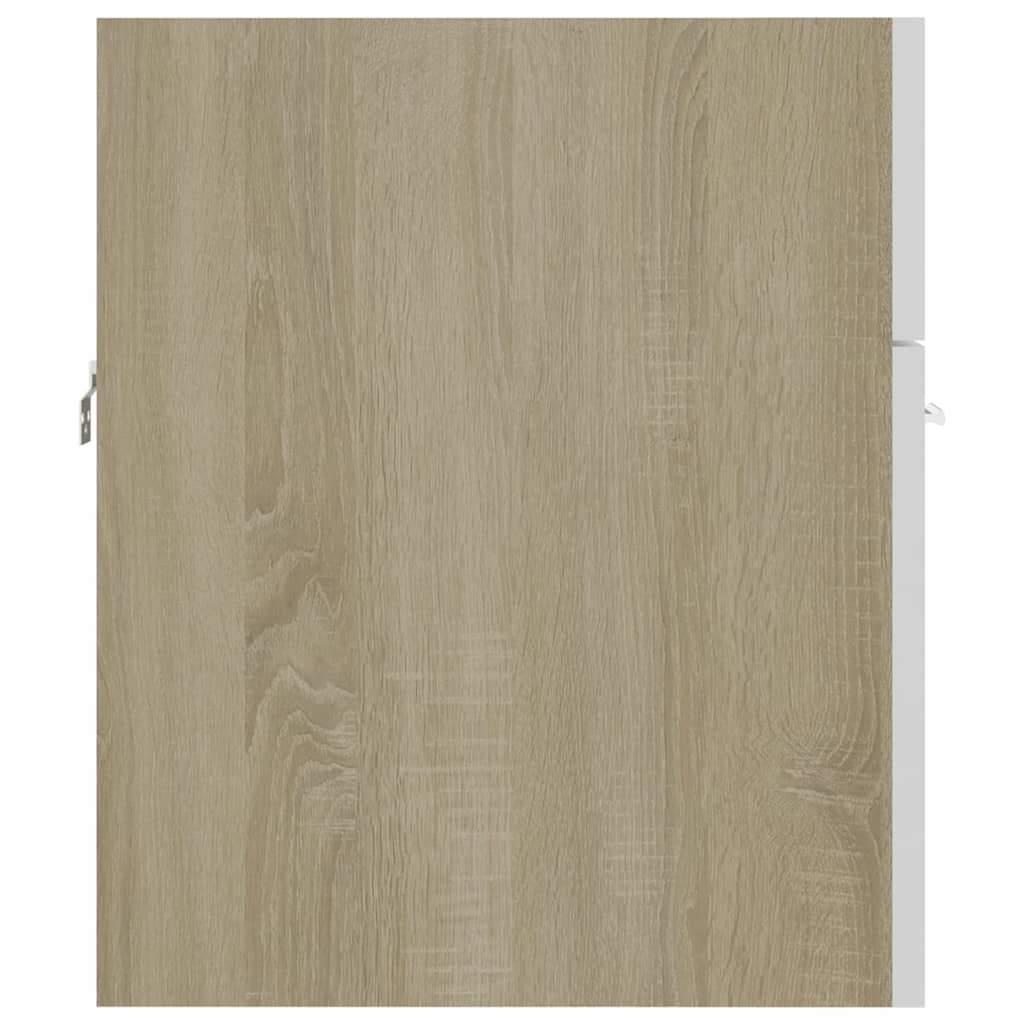 vidaXL Ντουλάπι Μπάνιου με Νιπτήρα Λευκό / Sonoma Δρυς από Επεξ. Ξύλο