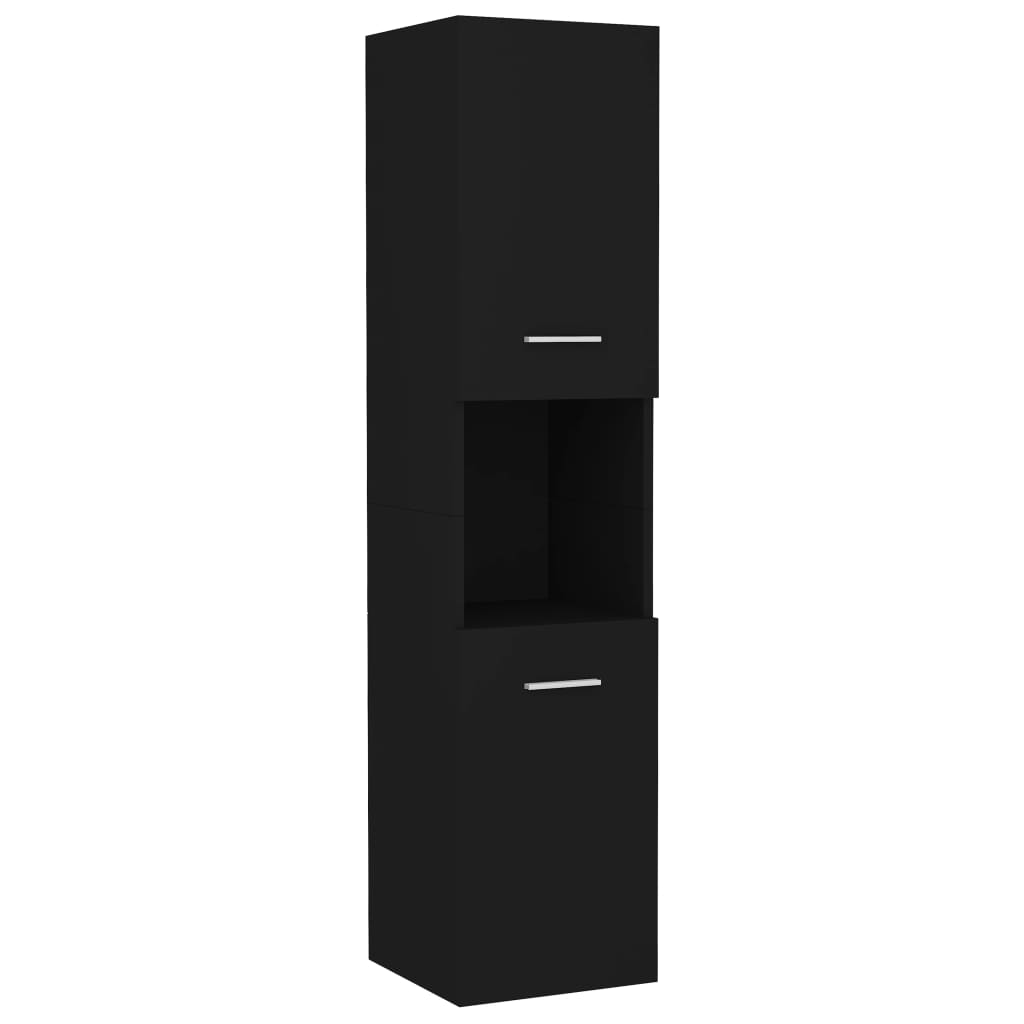 vidaXL Σετ Επίπλων Μπάνιου Μαύρο από Μοριοσανίδα