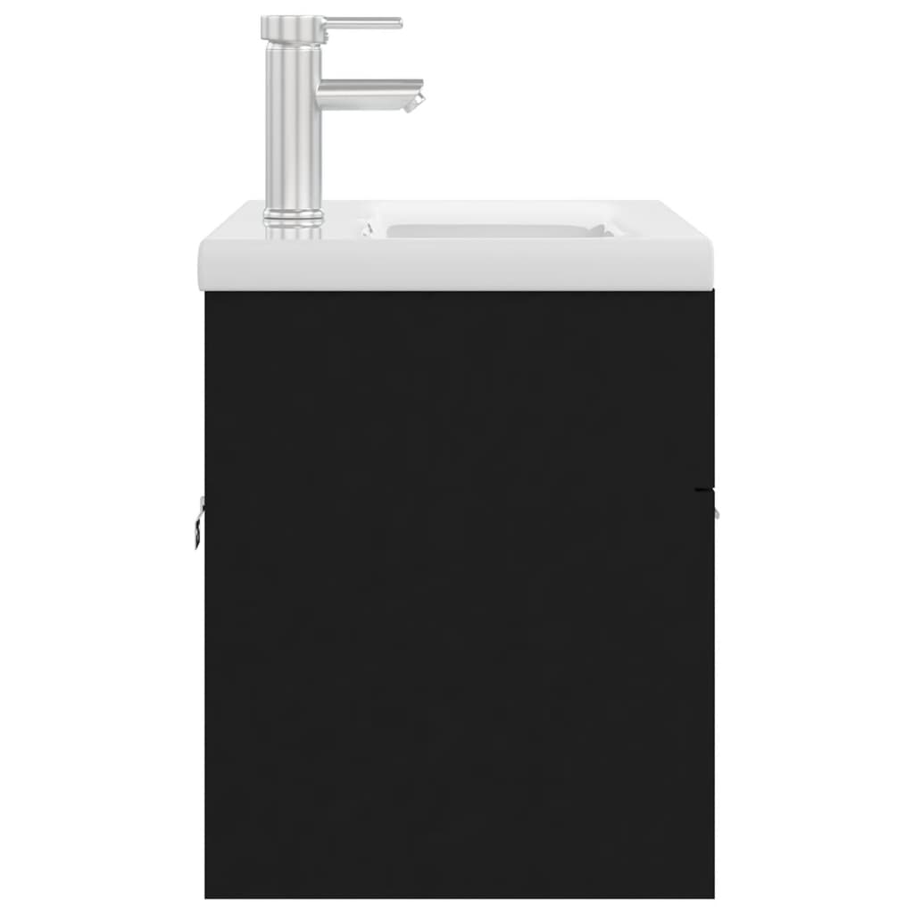 vidaXL Ντουλάπι Μπάνιου με Νιπτήρα Μαύρο από Επεξεργασμένο Ξύλο