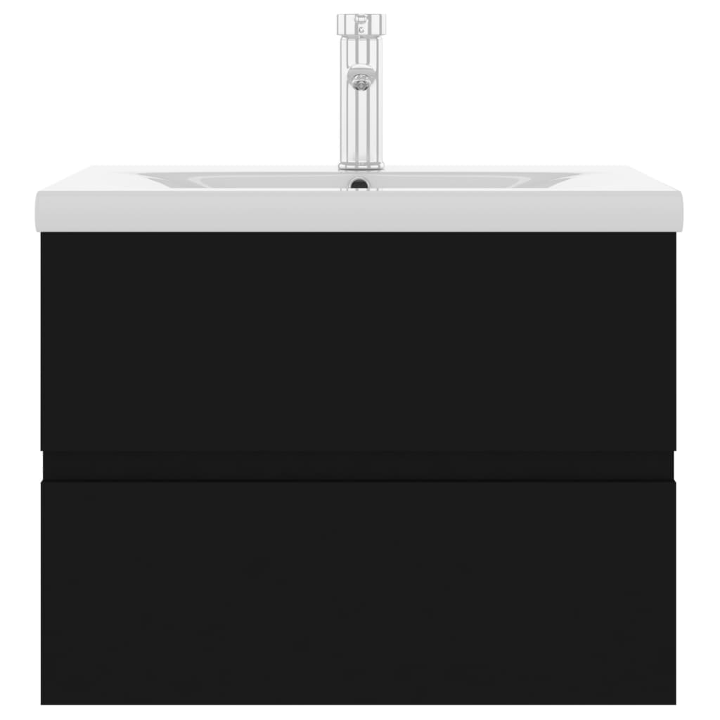 vidaXL Ντουλάπι Μπάνιου με Νιπτήρα Μαύρο από Επεξεργασμένο Ξύλο