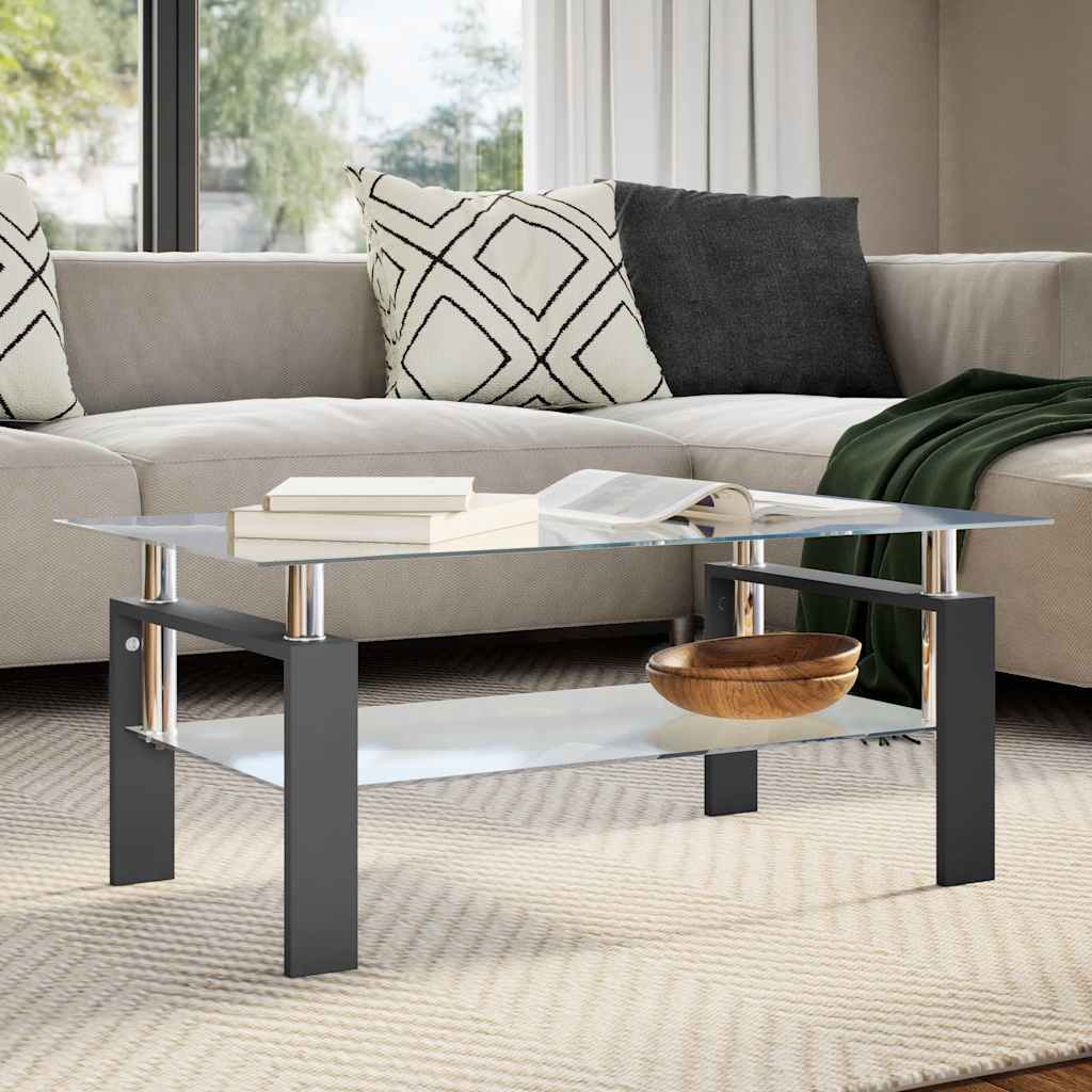 vidaXL Τραπεζάκι Σαλονιού Μαύρο και Διαφανές 95x55x40 εκ. Ψημένο Γυαλί