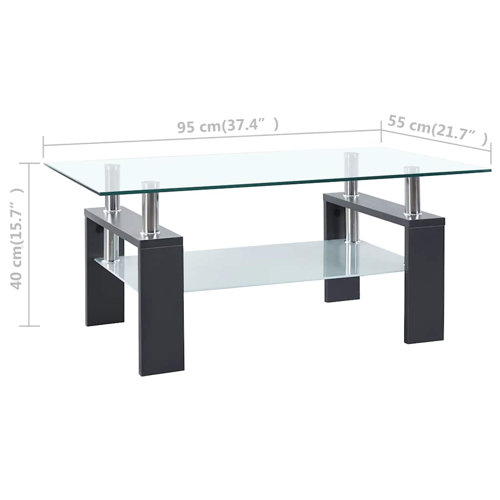 vidaXL Τραπεζάκι Σαλονιού Γκρι και Διαφανές 95x55x40 εκ. Ψημένο Γυαλί