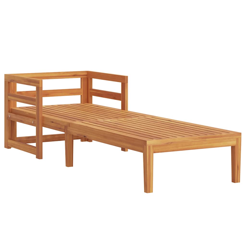 vidaXL Ξαπλώστρα από Μασίφ Ξύλο Ακακίας με Κρεμ / Λευκά Μαξιλάρια