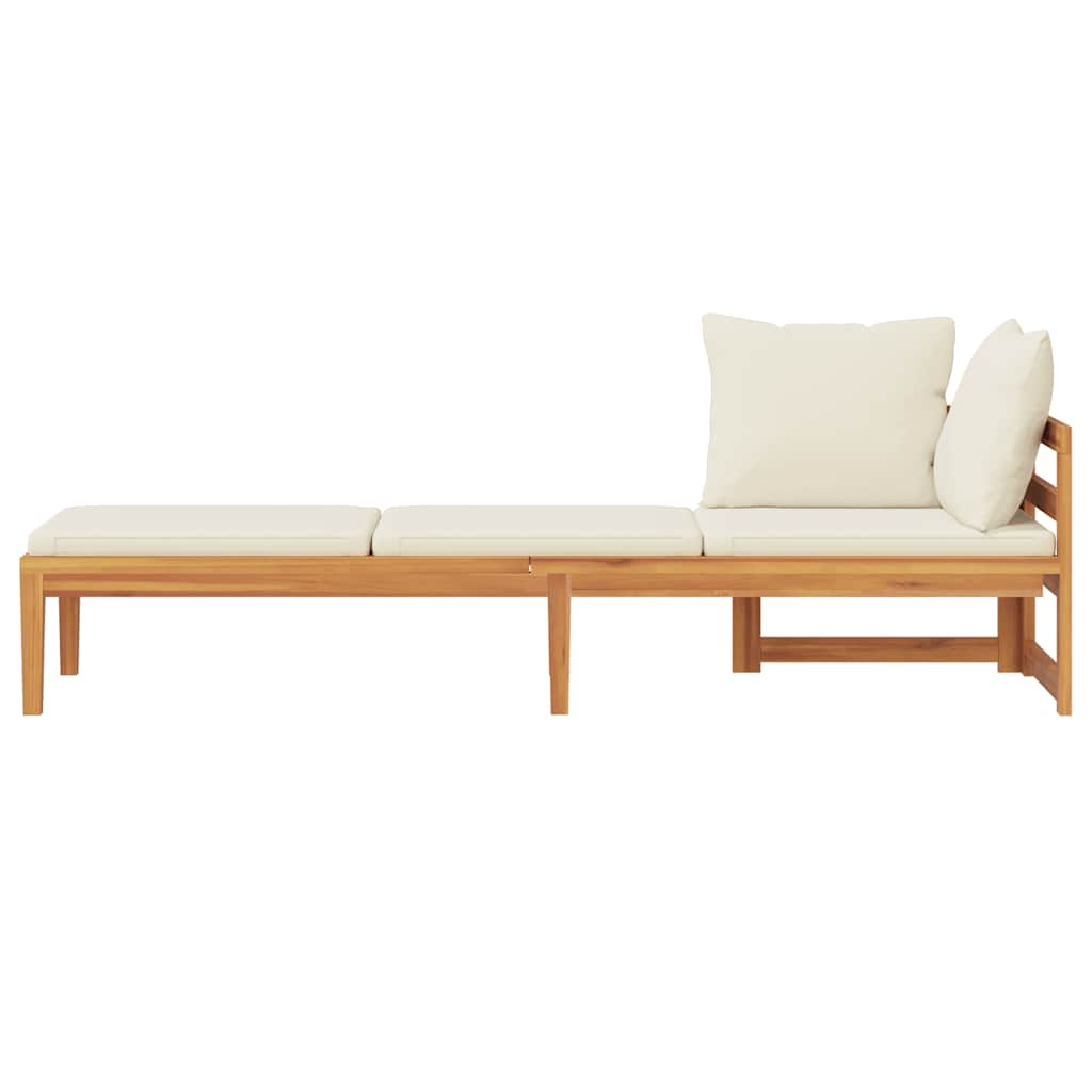 vidaXL Ξαπλώστρα με 1 Μπράτσο από Ξύλο Ακακίας με Κρεμ/Λευκά Μαξιλάρια