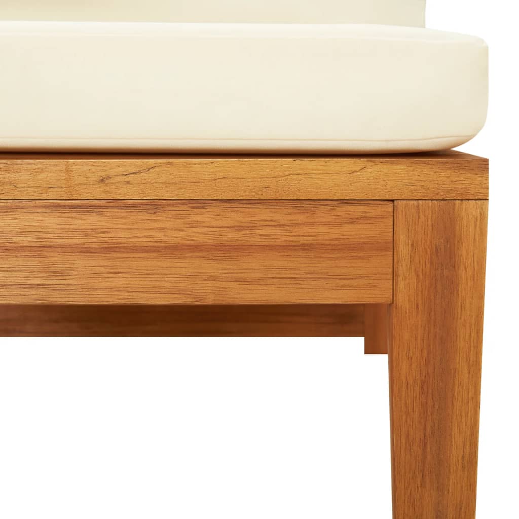 vidaXL Καναπές Γωνιακός από Μασίφ Ξύλο Ακακίας με Λευκά Κρεμ Μαξιλάρια