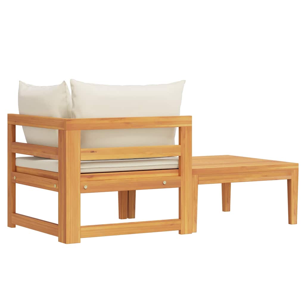 vidaXL Σαλόνι Κήπου Σετ 2 τεμ. από Ξύλο Ακακίας / Λευκά Κρεμ Μαξιλάρια
