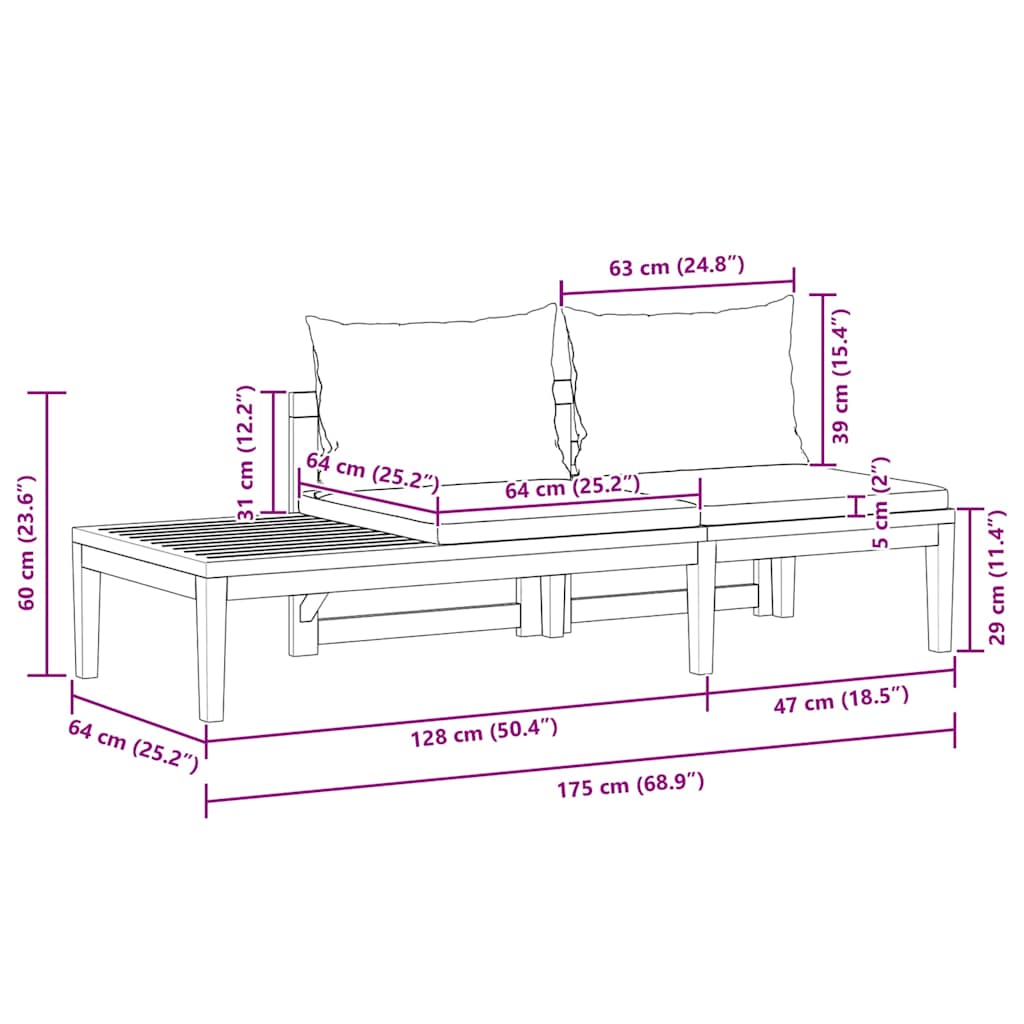 vidaXL Παγκάκι Κήπου με Τραπέζι Ξύλο Ακακίας με Σκούρα Γκρι Μαξιλάρια
