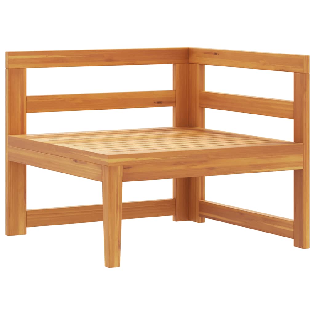 vidaXL Καναπές Γωνιακός από Μασίφ Ξύλο Ακακίας & Σκούρα Γκρι Μαξιλάρια