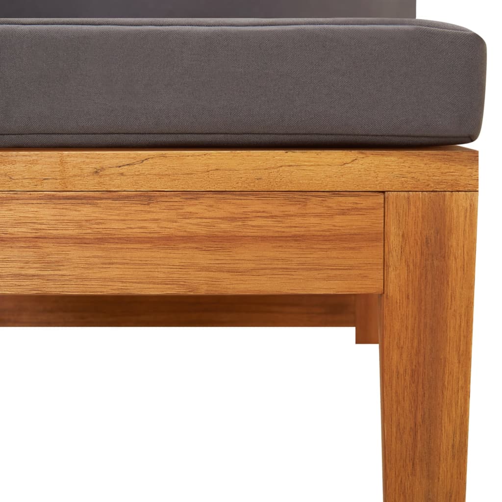 vidaXL Καναπές Γωνιακός από Μασίφ Ξύλο Ακακίας & Σκούρα Γκρι Μαξιλάρια