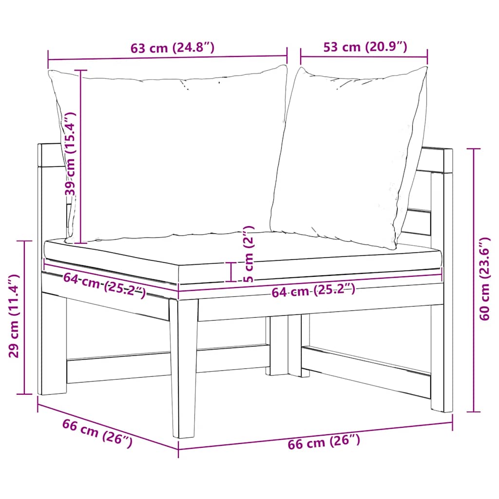vidaXL Καναπές Γωνιακός από Μασίφ Ξύλο Ακακίας & Σκούρα Γκρι Μαξιλάρια