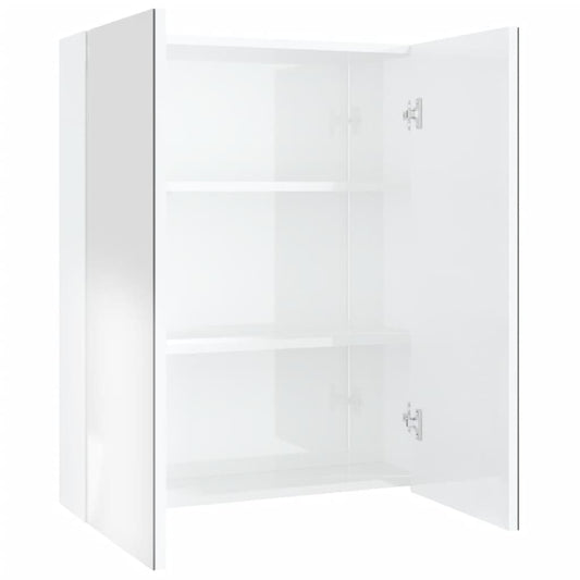 vidaXL Ντουλάπι Μπάνιου με Καθρέφτη 60x15x75 εκ. Λαμπερό Λευκό από MDF