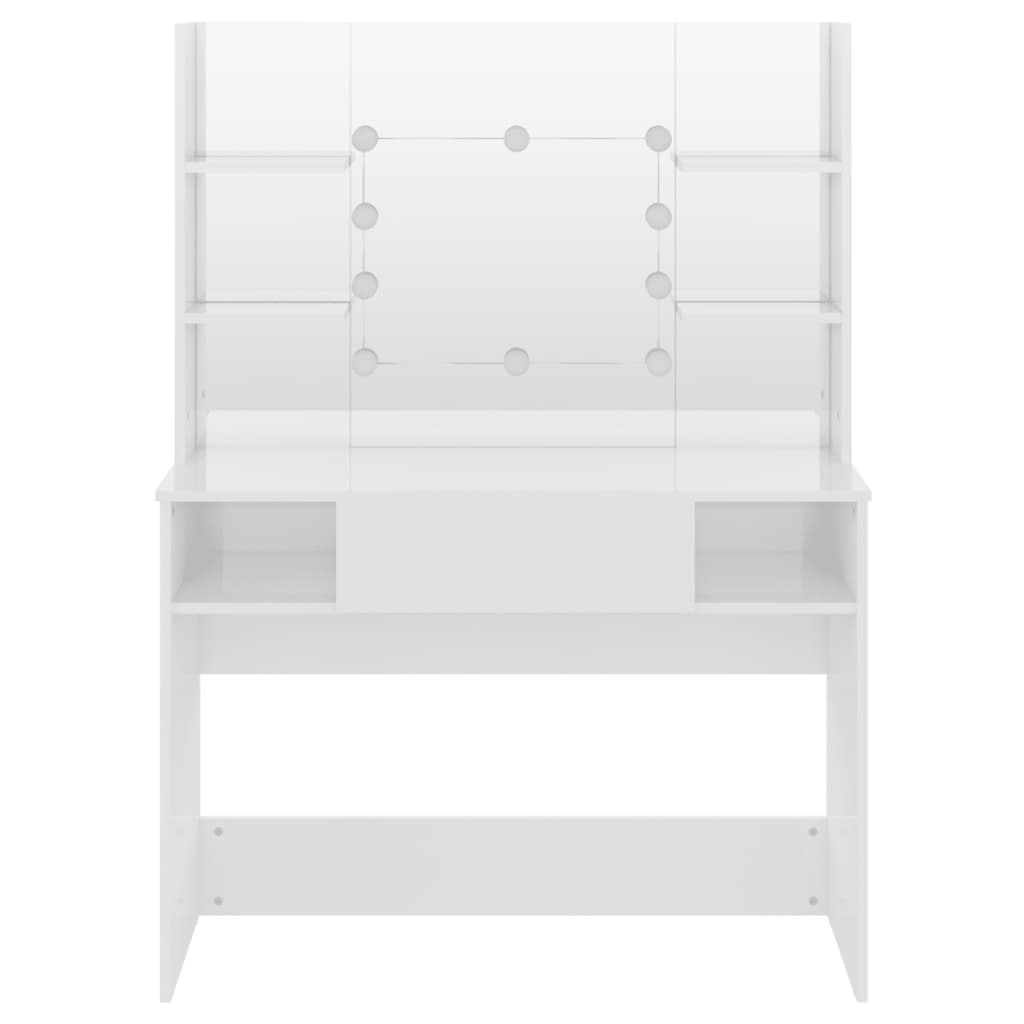 vidaXL Έπιπλο Μακιγιάζ με Φωτισμό LED Λαμπερό Λευκό 100x40x135 εκ. MDF