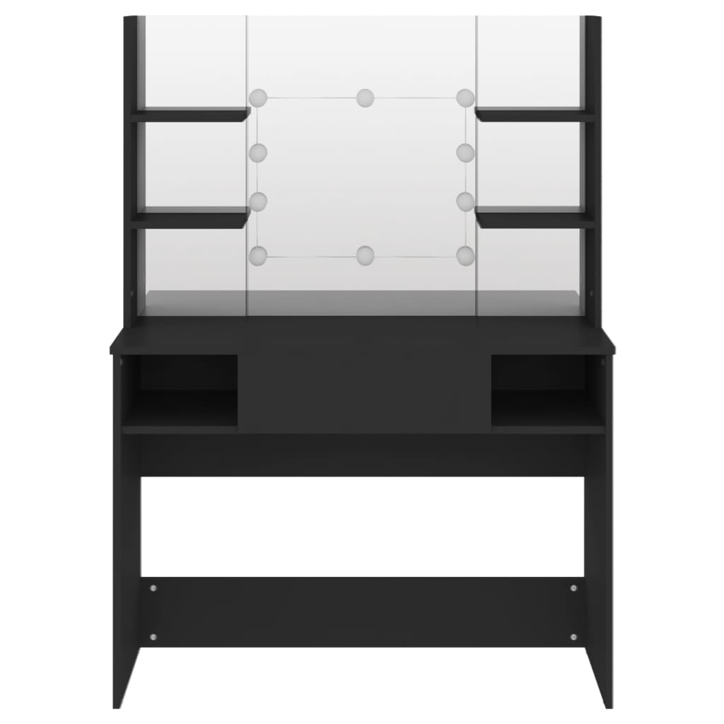 vidaXL Έπιπλο Μακιγιάζ με Φωτισμό LED Μαύρο 100 x 40 x 135 εκ. από MDF