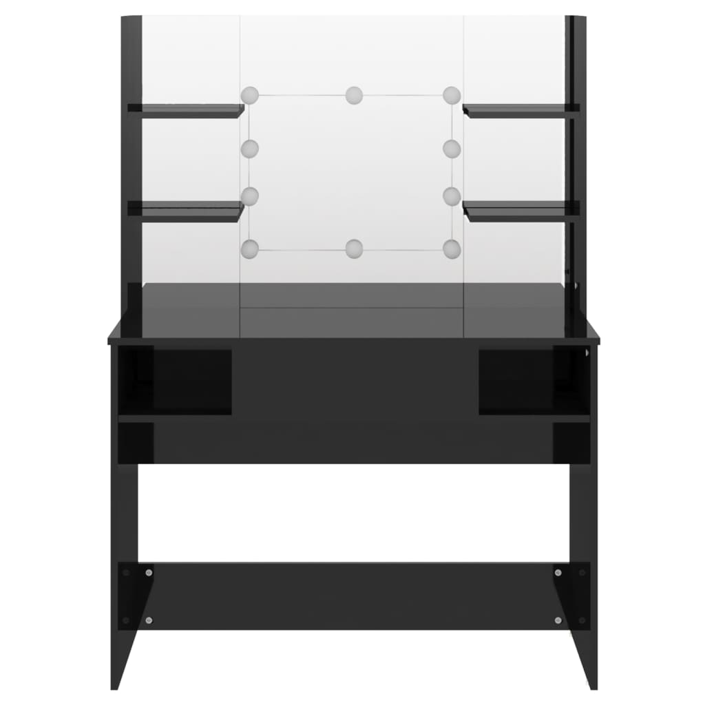 vidaXL Έπιπλο Μακιγιάζ με Φωτισμό LED Λαμπερό Μαύρο 100x40x135 εκ. MDF