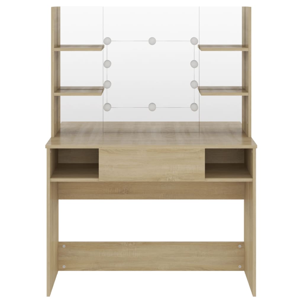 vidaXL Έπιπλο Μακιγιάζ με Φωτισμό LED Χρώμα Δρυς 100x40x135 εκ από MDF