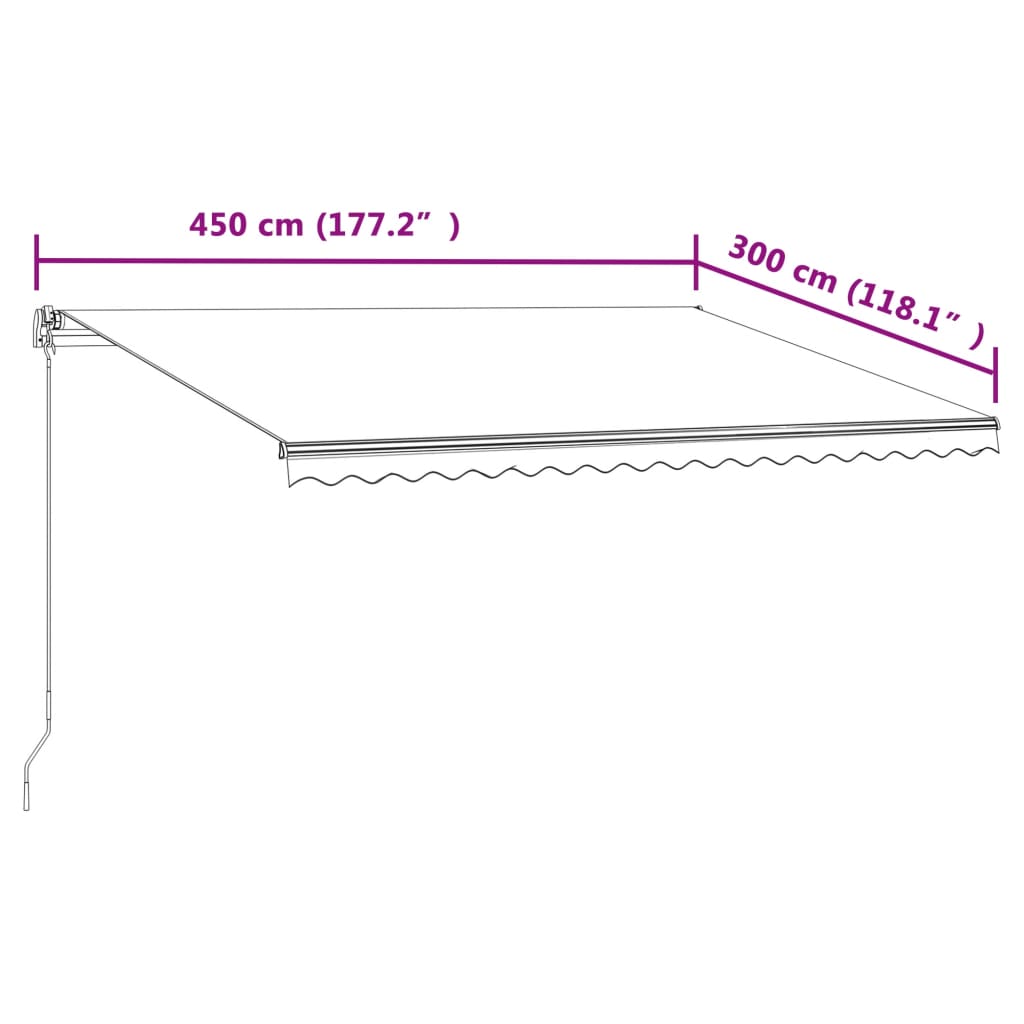 vidaXL Τέντα Συρόμενη Αυτόματη Kίτρινο / Λευκό 450 x 300 εκ.
