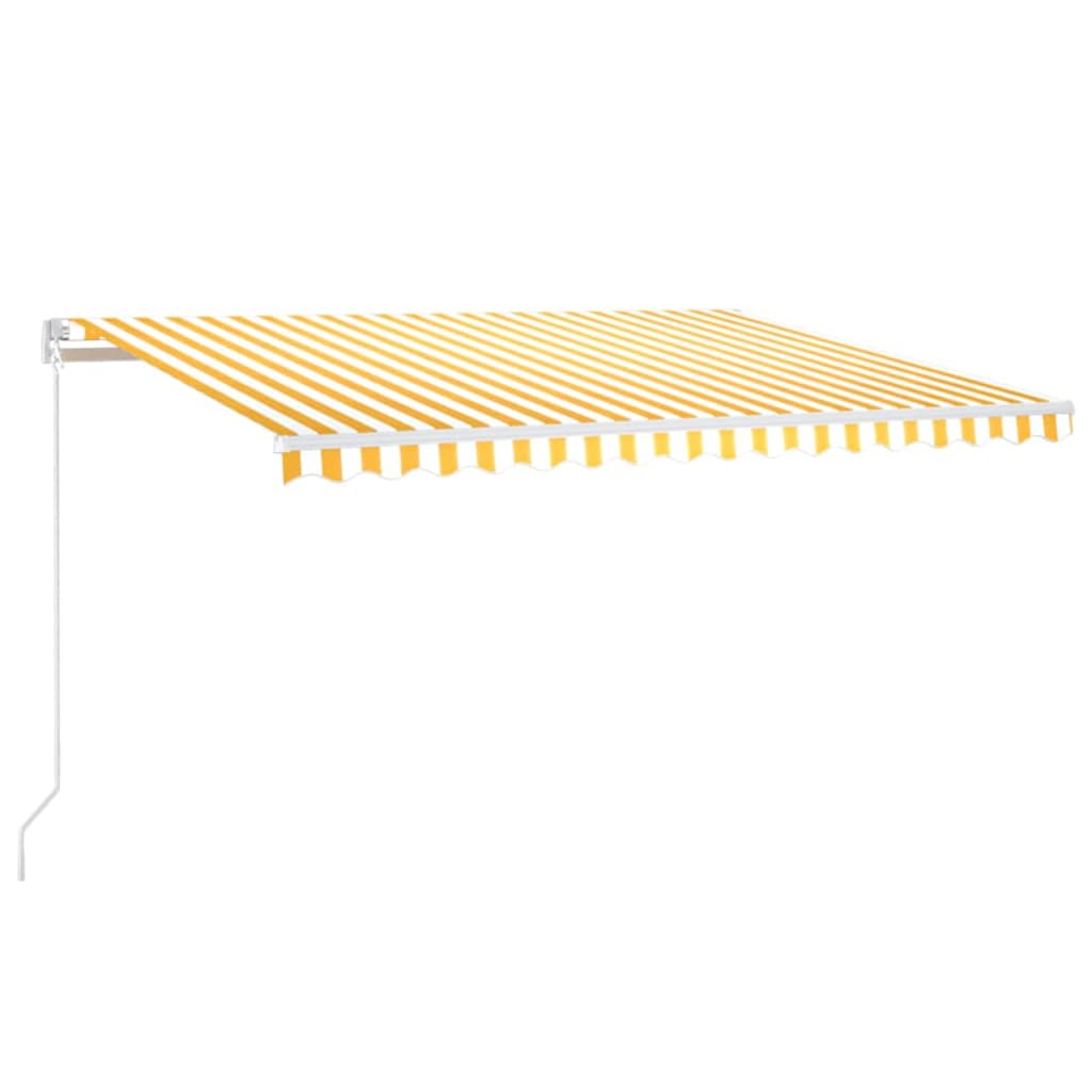 vidaXL Τέντα Αυτόματη με LED & Αισθ. Ανέμου Κίτρινο/Λευκό 450x300 εκ.