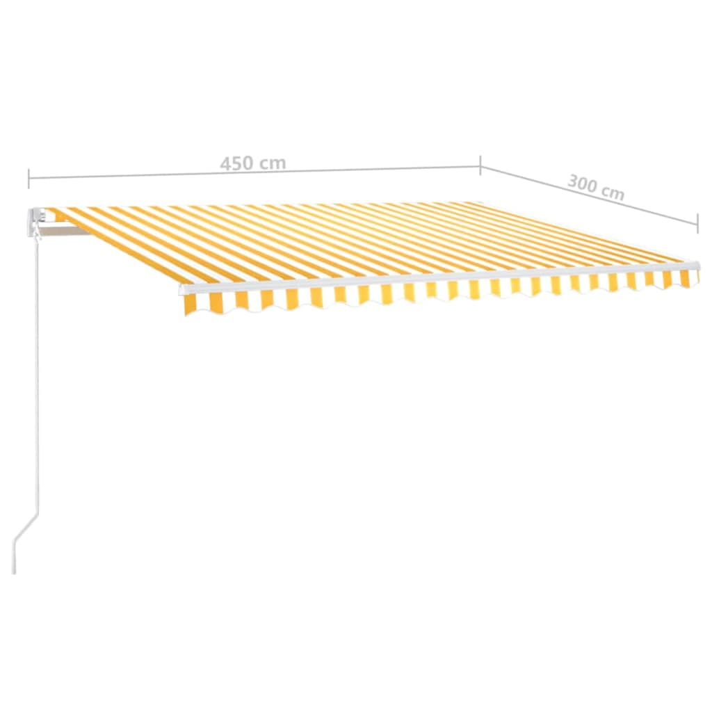 vidaXL Τέντα Αυτόματη με LED & Αισθ. Ανέμου Κίτρινο/Λευκό 450x300 εκ.