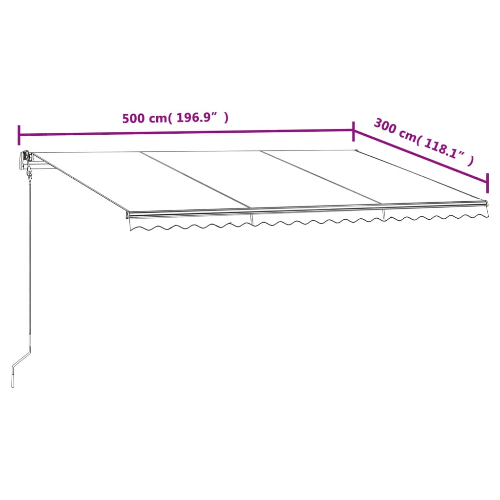 vidaXL Τέντα Συρόμενη Αυτόματη Kίτρινο / Λευκό 500 x 300 εκ.