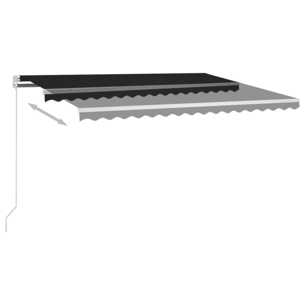 vidaXL Τέντα Συρόμενη Χειροκίνητη με LED Ανθρακί 450 x 350 εκ.