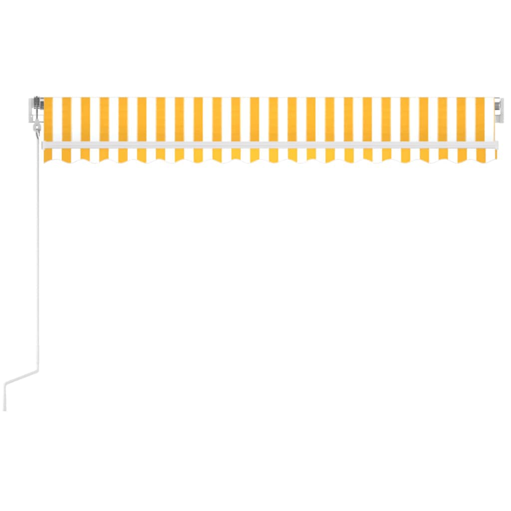 vidaXL Τέντα Αυτόματη με LED & Αισθ. Ανέμου Κίτρινο/Λευκό 450x350 εκ.