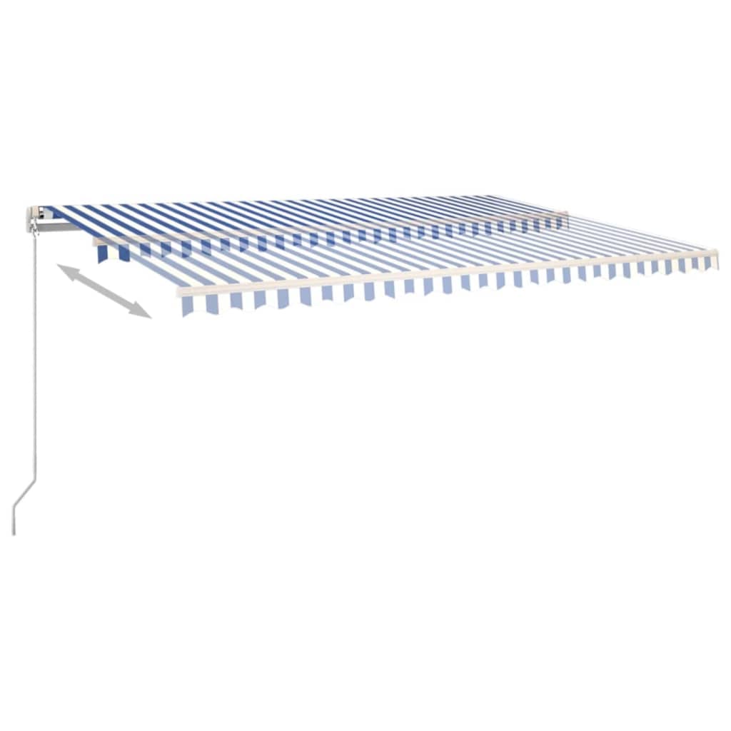 vidaXL Τέντα Συρόμενη Χειροκίνητη με LED Μπλε / Λευκό 500 x 350 εκ.