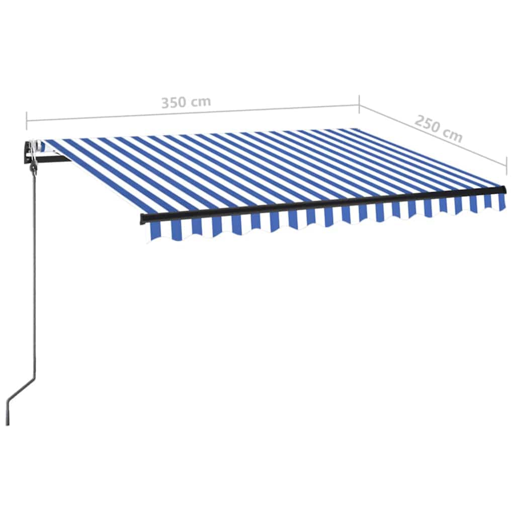 vidaXL Τέντα Αυτόματη με LED & Αισθητήρα Ανέμου Μπλε/Λευκό 350x250 εκ.