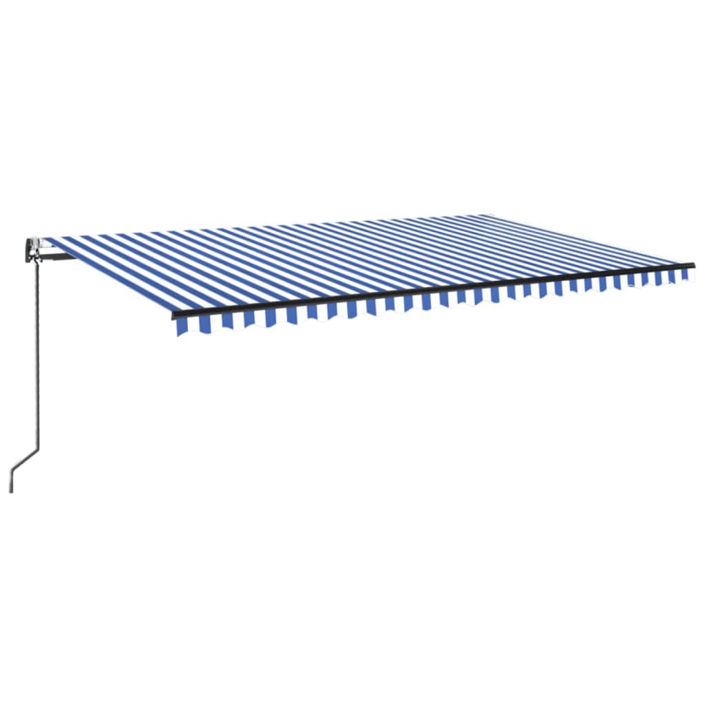 vidaXL Τέντα Αυτόματη με Αισθητήρα Ανέμου & LED Μπλε/Λευκό 500x300 εκ.