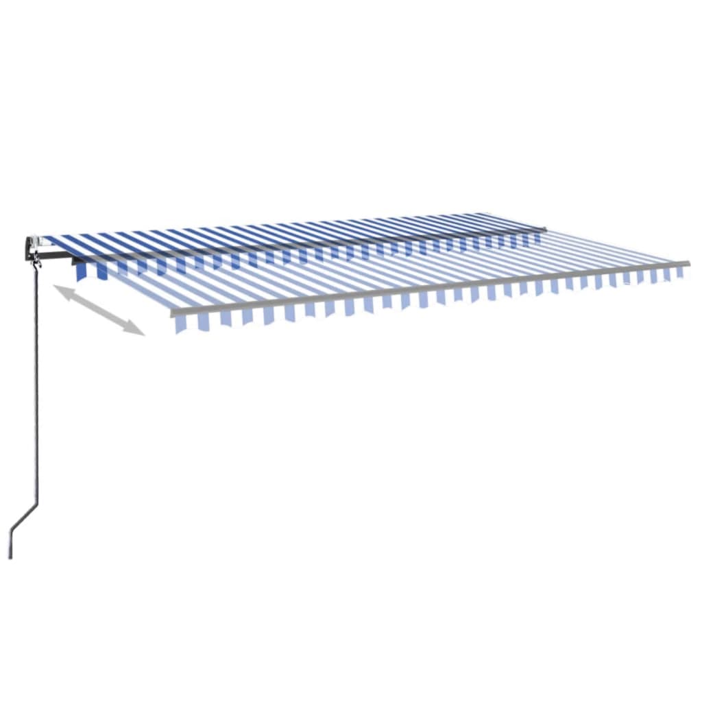 vidaXL Τέντα Αυτόματη με Αισθητήρα Ανέμου & LED Μπλε/Λευκό 500x300 εκ.
