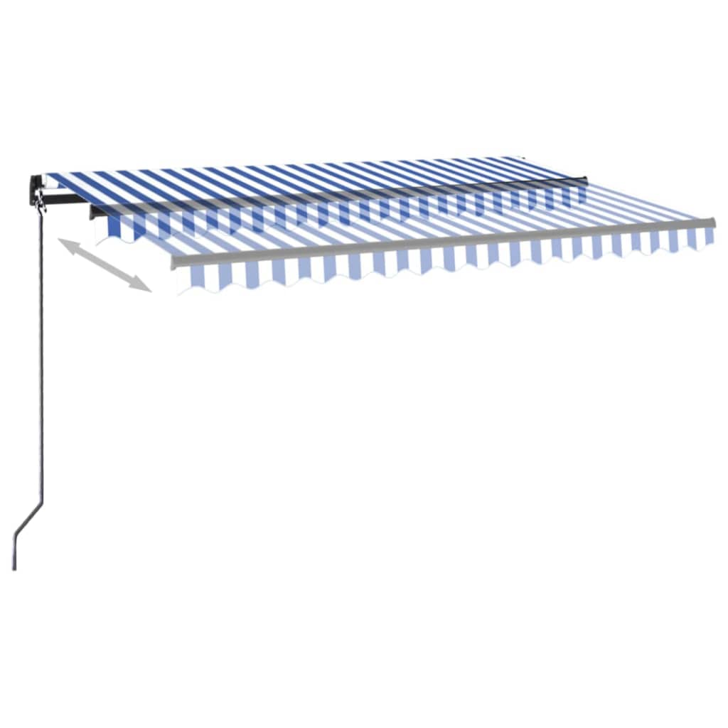 vidaXL Τέντα Συρόμενη Χειροκίνητη με LED Μπλε / Λευκό 400 x 350 εκ.