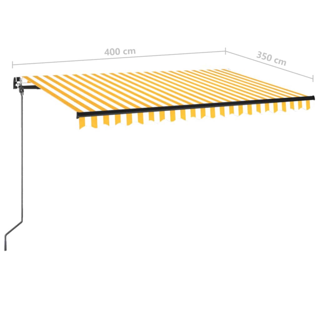 vidaXL Τέντα Συρόμενη Χειροκίνητη με LED Κίτρινο / Λευκό 400 x 350 εκ.