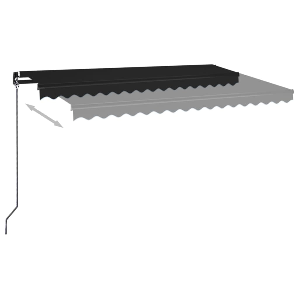 vidaXL Τέντα Συρόμενη Χειροκίνητη με LED Ανθρακί 400 x 350 εκ.