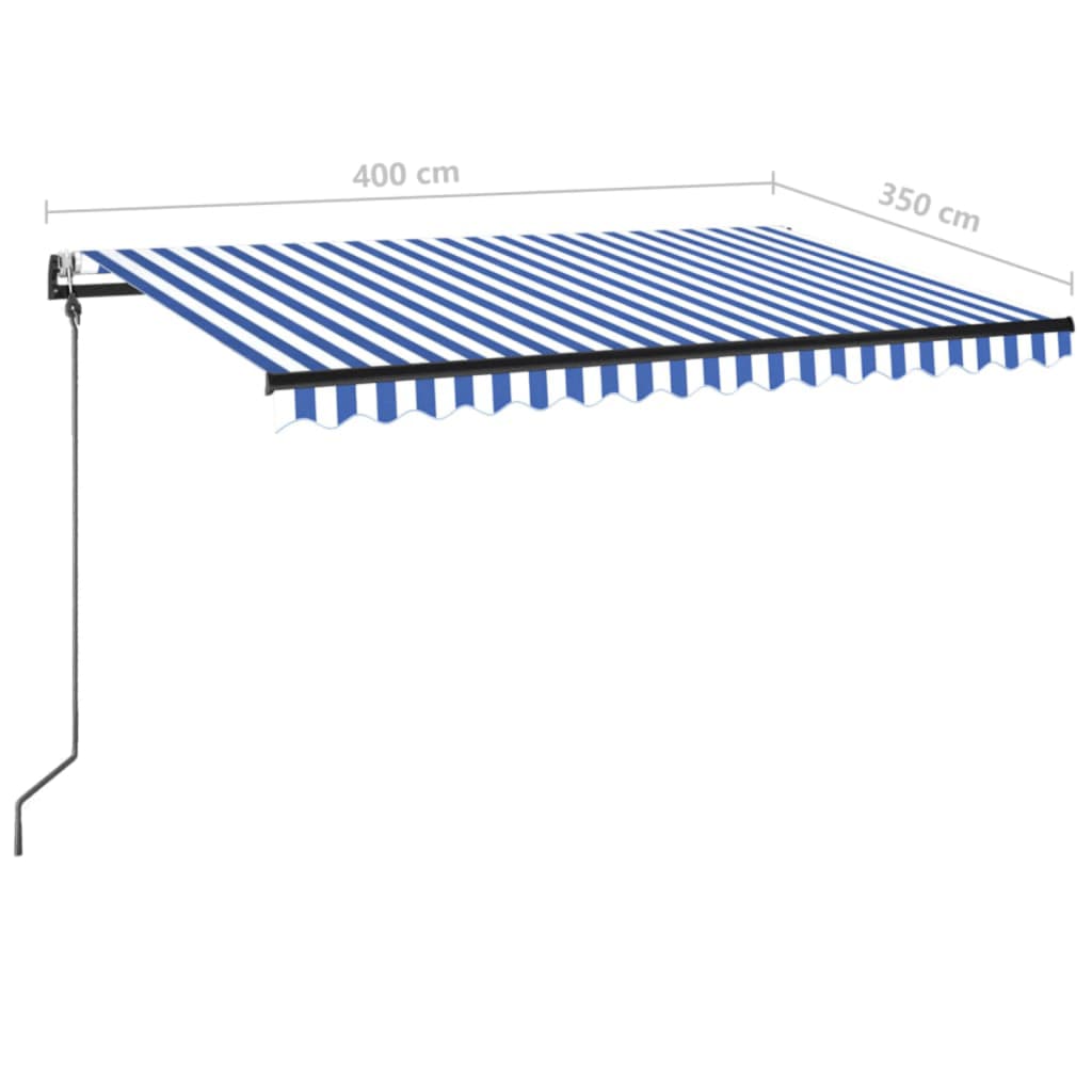 vidaXL Τέντα Αυτόματη με LED & Αισθ. Ανέμου Μπλε / Λευκό 400 x 350 εκ.