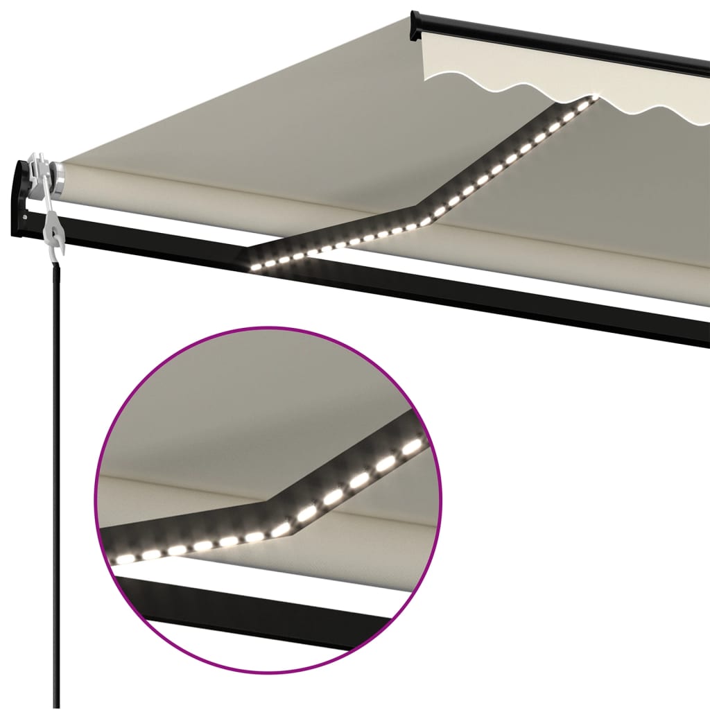 vidaXL Τέντα Αυτόματη με LED & Αισθητήρα Ανέμου Κρεμ 400x350 εκ.