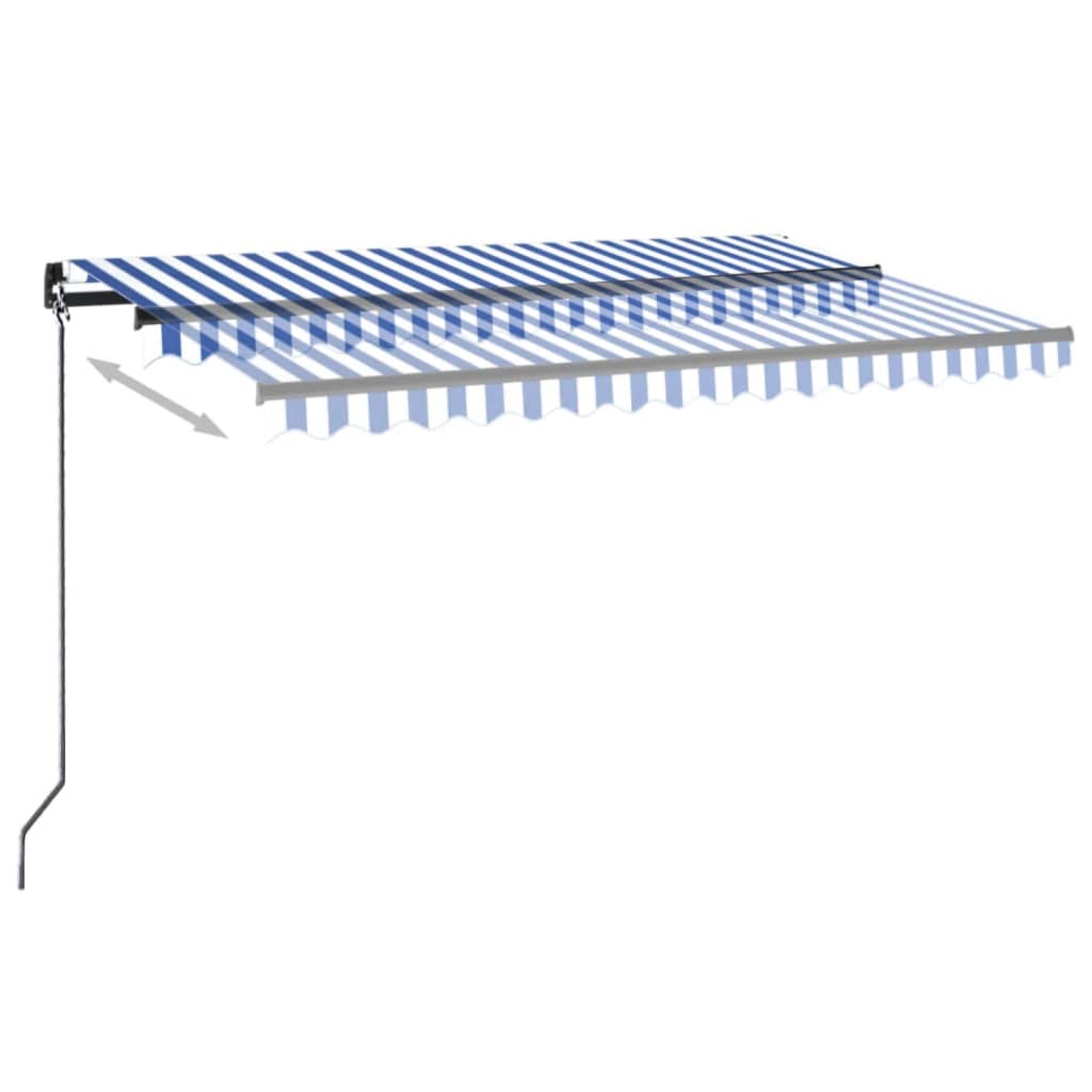 vidaXL Τέντα Συρόμενη Χειροκίνητη Μπλε / Λευκό 450 x 350 εκ.