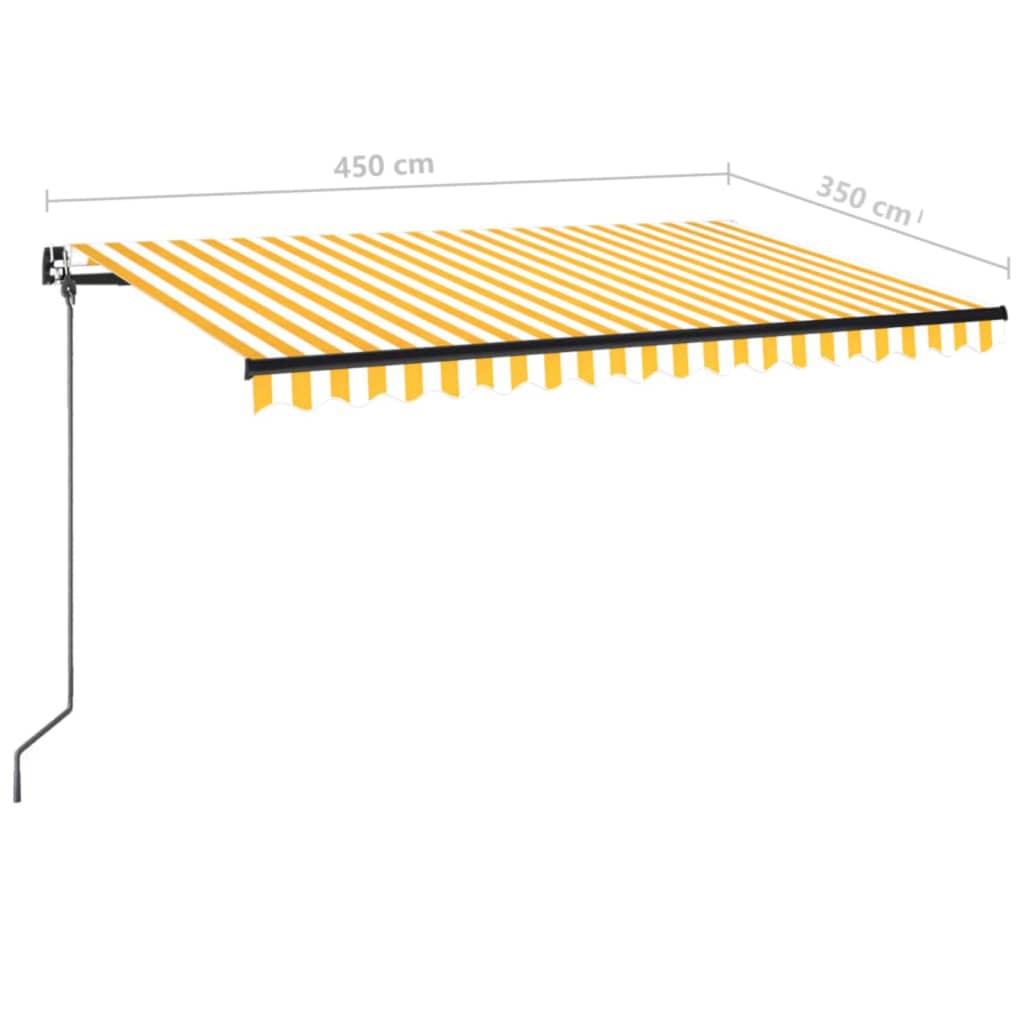 vidaXL Τέντα Συρόμενη Χειροκίνητη με LED Κίτρινο / Λευκό 450 x 350 εκ.