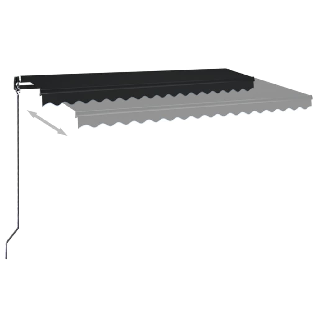 vidaXL Τέντα Συρόμενη Χειροκίνητη με LED Ανθρακί 450 x 350 εκ.