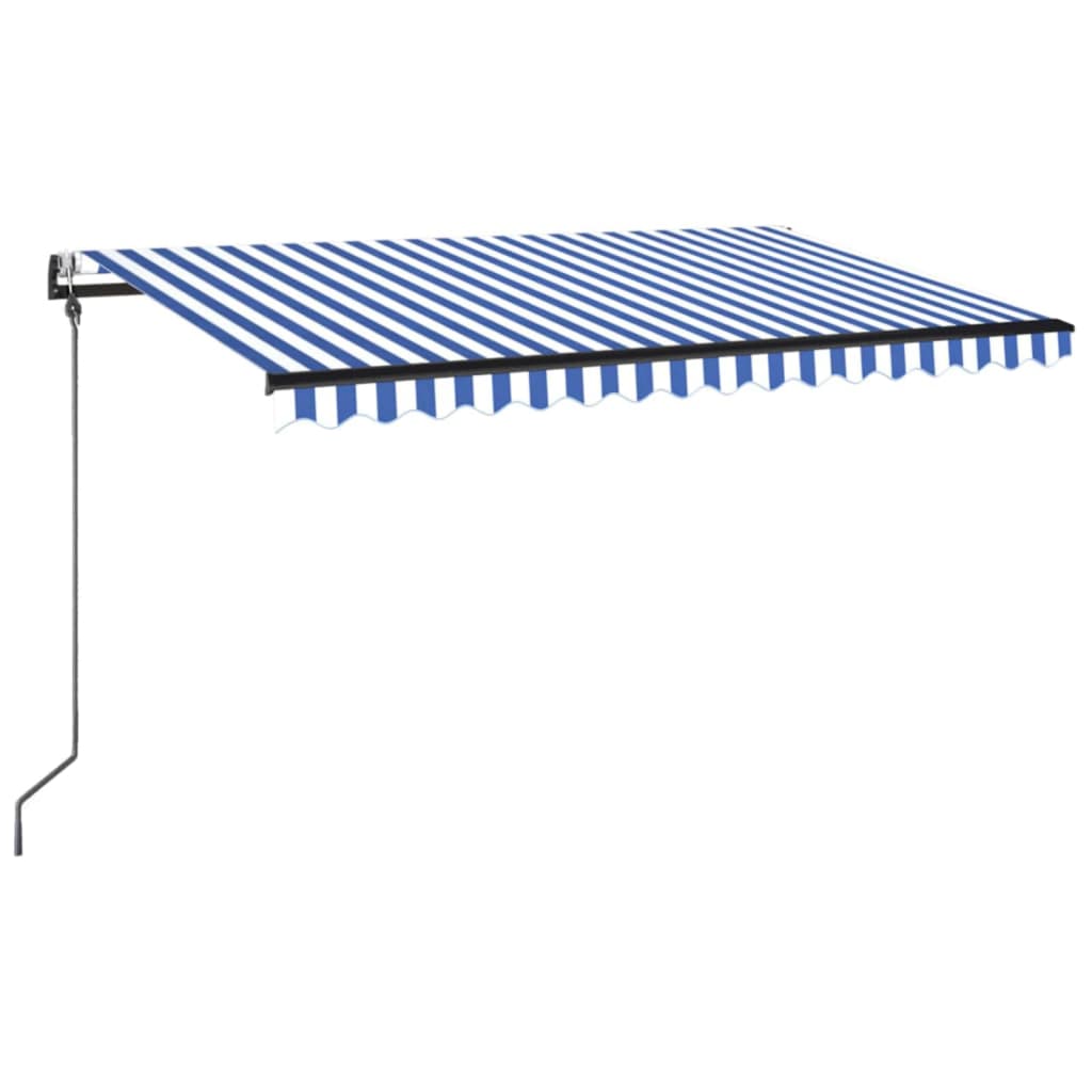 vidaXL Τέντα Αυτόματη με LED & Αισθ. Ανέμου Μπλε/Λευκό 450 x 350 εκ.