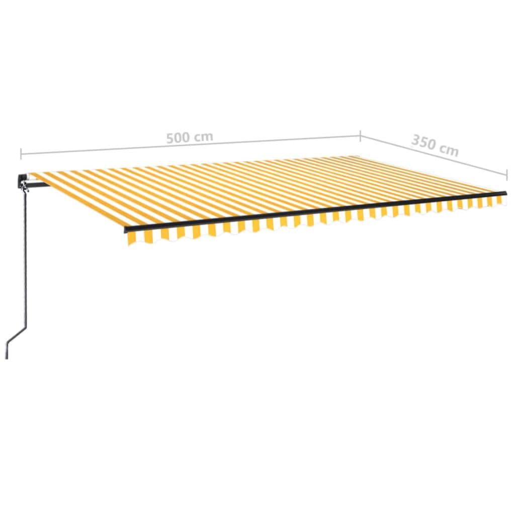 vidaXL Τέντα Συρόμενη Χειροκίνητη με LED Κίτρινο / Λευκό 500 x 350 εκ.