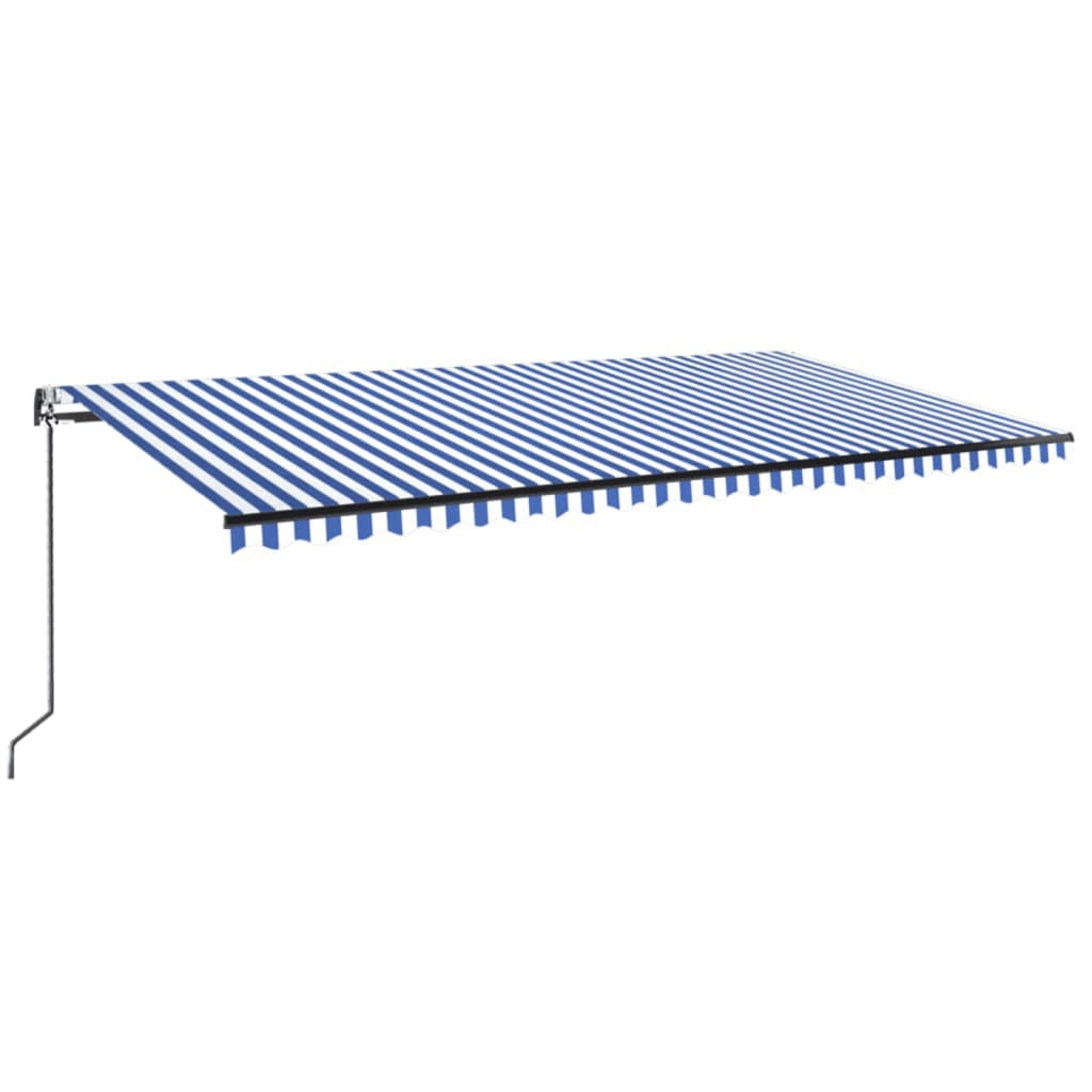 vidaXL Τέντα Αυτόματη με LED & Αισθ. Ανέμου Μπλε/Λευκό 600 x 350 εκ.